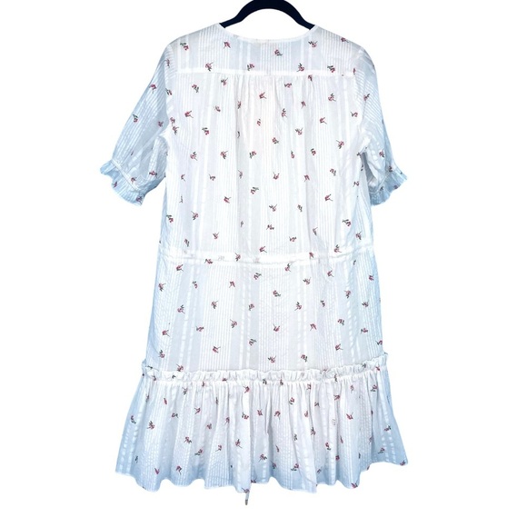 Olivaceous Dress Small Midi Button Front Drawstring Lined Waist Floral White New - Picture 3 of 14